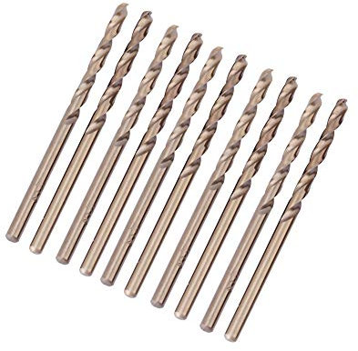 Broca Cobalto, Fydun Juego de 10 Brocas Juego de brocas de cobalto M35 de Juego de brocas HSS-CO de 1.0-5.0 mm para perforar agujeros en acero inoxidable(4mm)