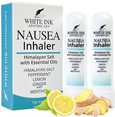 White Ink Nausea Relief Essential Oil Inhaler | 100% Natural | Travel | Motion or Morning Sickness | Pregnancy | Upset Stomach | Queasiness | Chemotherapy