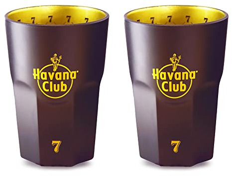 2 Stück Originale Havana Club Longdrink Gläser (7) Jahre Rum Limited Edition- 0,34l - Schwarz Gold