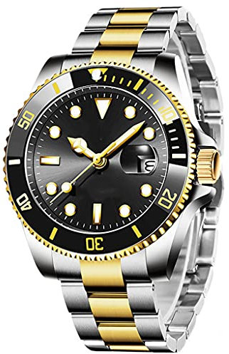 DSJMUY Herren Automatik Mechanische Uhr Chronograph Edelstahl Datum Analog Quarz Uhr Business Casual Mode Herrenuhr Wasserdicht Leuchtende Saphir-Kristall