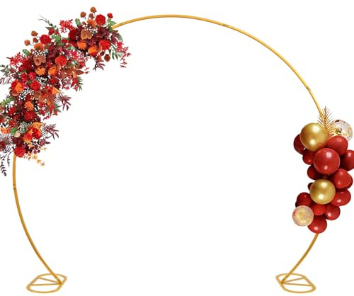 8ft Balloon Arch Stand,Round Backdrop Stand,Golden Circle Wedding Arch Frame for Wedding,Valentine's Day,Birthday,Party,Friends Gathering,Christmas,Garden Decoration