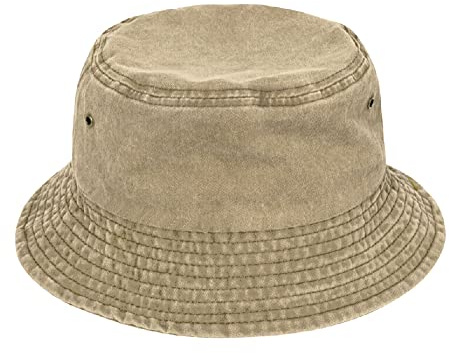 TOSKATOK Pure Washed Cotton Bucket hat UV Sun Protection Breathable Beach Holiday Travel Hat