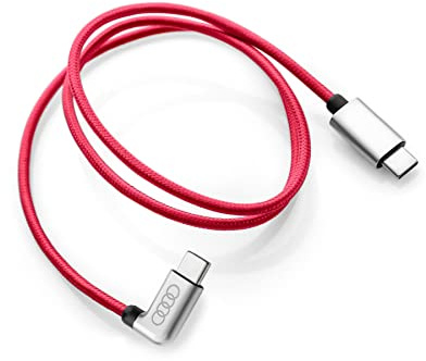 Audi 4K0051435 Ladekabel USB-C Power Delivery Ladekabel USB-PD Kabel gewinkelt, Länge: 70cm, rot