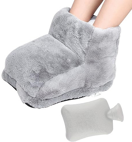 LUFEIS Foot Warmer, Heated Foot Warmer with Hot Water Bottle, Washable and Removable Hot Water Bottle Foot Muff, 30x25cm Heated Slippers for Feet, Non Electric Heated Foot Warmer for Men & Women