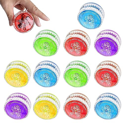 CLIUNT LED Licht Yoyo, 12 Stück LED Licht Jo-Jo, Leuchten Yoyos Für Kinder, Kunststoff Responsive Yoyo, für Geburtstag Party Gastgeschenk Mitgebsel Klassenzimmer Preise, Zufällige Farben