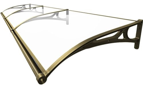 Stoßfeste Polycarbonat-Tür- und Fenstermarkise, UV-beständiges Aluminium-Eingangsüberdachung, 60 x 180 cm, Regenschutzdach