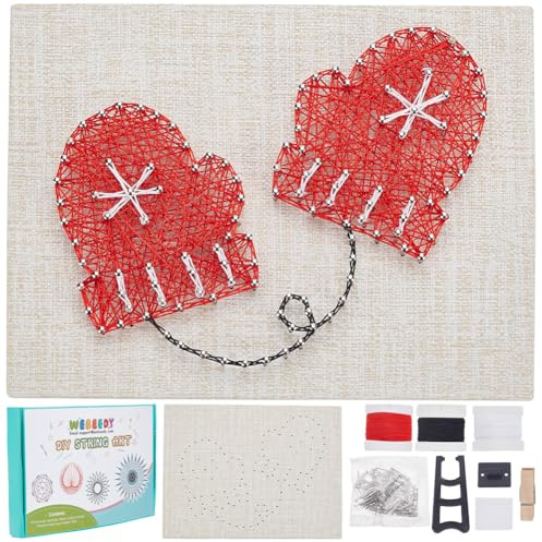 WEBEEDY Kit de arte de cuerda de manoplas, kit de fabricación de cuerdas con temática navideña para adultos principiantes con todos los accesorios necesarios, marco e instrucciones (idioma español no