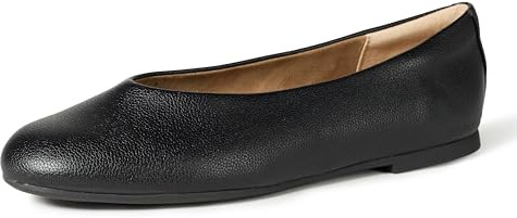 Amazon Essentials Women's Glove Ballet Flats Dress Shoes, Black Faux Leather, 6.5
