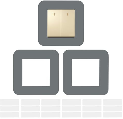 JINTANG 3PCS Light Switch Surround Gun Grey,8.6 * 8.6cm Light Switch Protector Cover Plates, Self Adhesive Simple Light Switch Plates Frame, Wall Socket Stickers for Home Decoration