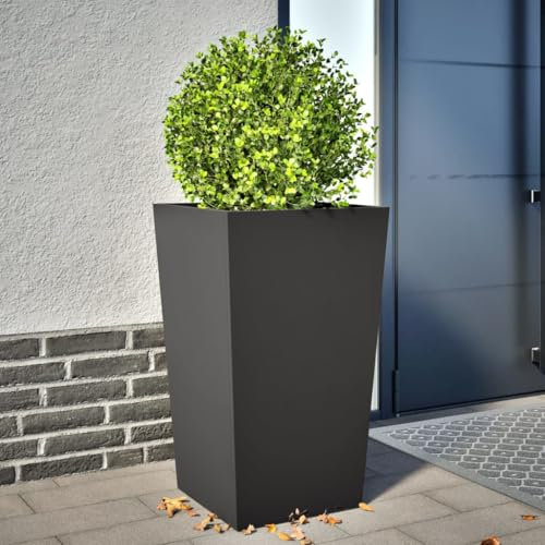 JUDYY Fioriera da Giardino Nera 45x45x75 cm in Acciaio,Fioriera da Giardino,Fioriera,Fioriera da Patio,Fioriera per Erbe,Fioriera da Esterno-851094