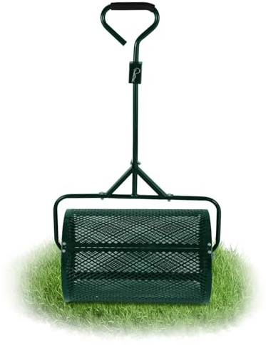 Jayseuw Spargitore per compost da 60 x 41 cm, 75 l, spargiselli per fertilizzanti e piantine, spargismi di torba per compost, muschio di torba, compostiera in metallo con cestino in rete, verde
