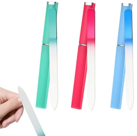 CATOR 3 Pcs Lima per Unghie in Vetro con Custodia, Lima Unghie in Vetro Ceco, Lima Unghie Professionale per Unghie Naturali, Limatura di Precisione, Finitura Liscia, lima unghie