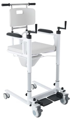Sedia a sdraio multifunzione per pazienti, con altezza regolabile, ricambio per sedia a rotelle per bagno e toilette, portata fino a 120 kg, braccioli regolabili, ideale per la cura della casa