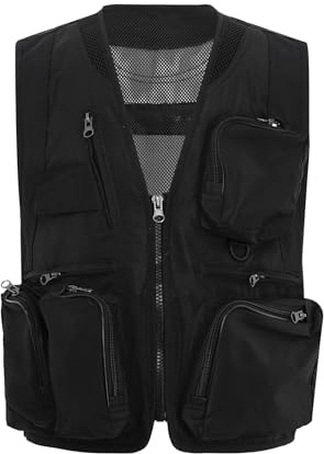 Xnihocha Kids Explorer Outdoor Explorer Safari Vest with Multi Pockets for Aged 8-16 Boys Girls Fishing Camping Hiking Play Black 12-16 Years