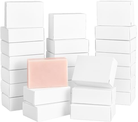 BENECREAT 120 cajas de embalaje de jabón, 6 x 3 x 8,5 cm, contenedores de papel kraft blanco, sin ventana, cajas de regalo rectangulares para jabón casero, recuerdos de fiesta y eventos corporativos