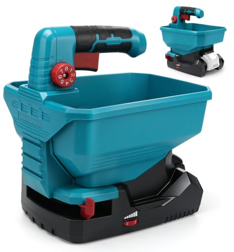 ConBlom Esparcidor de abono con batería compatible con Makita 18 V (sin batería), 6 niveles de velocidad y 8 ajustes de dispersión, 3,3 L, para semillas de césped, fertilizantes, piensos y sal de