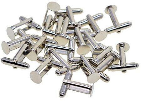 Baoblaze 20 Unids 8 mm en Blanco Redondo Cabochon Cuff Link Configuración Bases DIY Formal Gemelos