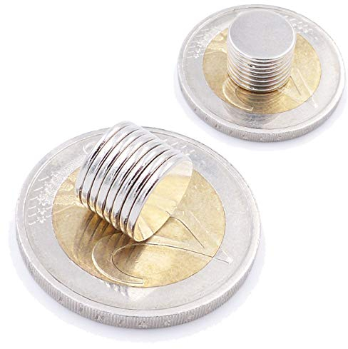 Brudazon | 10 Mini Scheiben-Magnete 10x1mm | N52 stärkste Stufe - Neodym-Magnete ultrastark | Power-Magnet für Modellbau, Foto, Whiteboard, Pinnwand, Kühlschrank, Basteln | Magnetscheibe extra stark