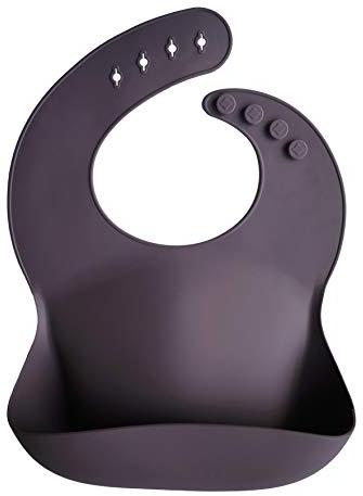 mushie Silicone Baby Bib | Adjustable Fit Waterproof Bibs | Easy Wipe Baby Feeding Bibs | 4 Adjustable Sizes with Deep Front Pockets | 100% BPA and Phthalate free | Designed in Sweden | Sparrow