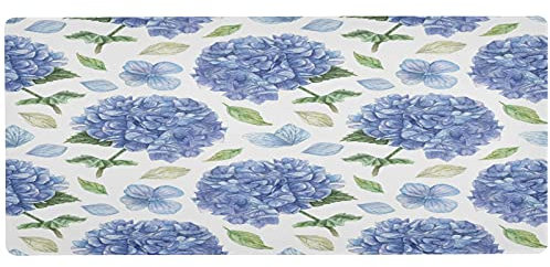 Moyyo Watercolor Blue Hydrangea Mouse Pad Gaming Mouse Mat (900x400x3mm) Extra Large Desk Mat with Smooth Surface and Non Slip Rubber Base xxl Mousepad Desk Protector for Office Working Laptop Compute