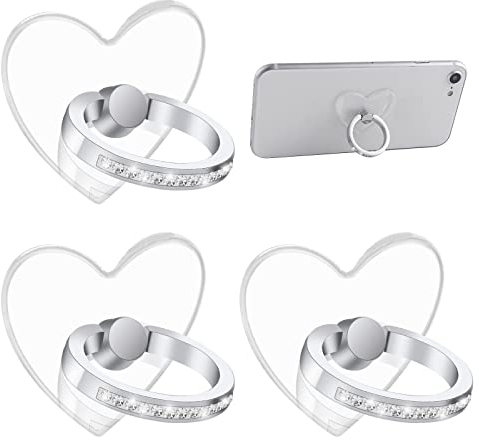 TIESOME Soporte de Anillo para teléfono Celular, 3 Soportes de Agarre para Anillo de Dedo, rotación de 360°, Soporte de Anillo de teléfono de 180° con Diamante Compatible con teléfonos Inteligentes