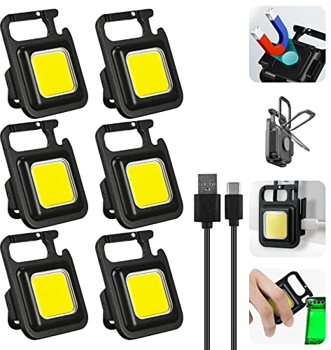 Nizirioo Mini Led Lampada da Lavoro 6 Pezzi Impermeabili 800 Lumen Luce Meccanica Magnetica Portatile con Ricarica Usb Torcia Cob per Campeggio Riparazione di Emergenza