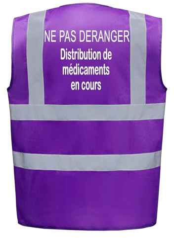 Line Shop Gilet de sécurité Violet marquage dos Ne pas déranger Distribution Médicaments (XL)