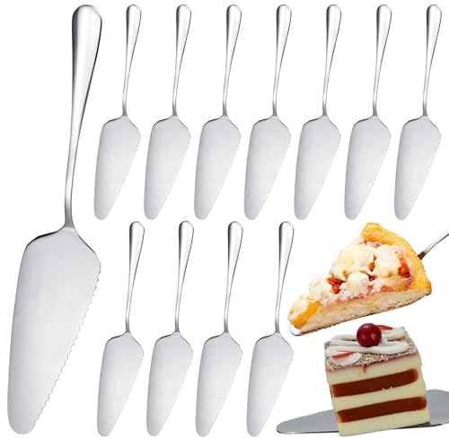 wiksite 12 Stück Edelstahl Tortenheber, Kuchenheber, Tortenmesser mit gezackten Kanten für Restaurants Partys und Hochzeit spülmaschinenfest