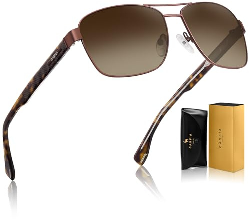 CARFIA Mens Polarised Sunglasses Rectangular Pilot Glasses CA5397
