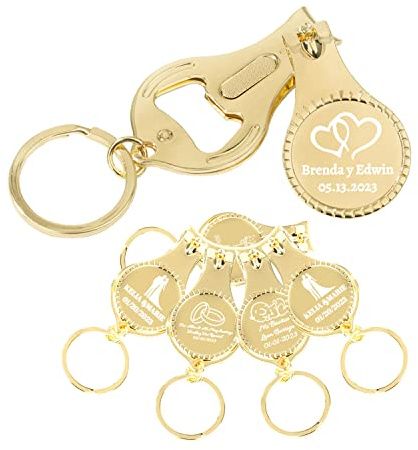 50pcs Personalized Gold Bottle Opener Nail Clipper Keychain Versatile & Durable, Private Customized Party Favors Wedding Brewery Christmas Logo Engraved