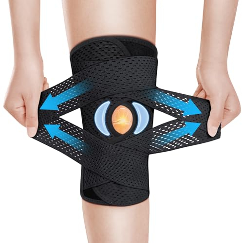 Tangsoo Kniebandage Männer Damen,Kniestütze meniskus mit patella Gel Pads & Seitenstabilisatoren Kniebandage Sport für ACL MCL Arthritis Verletzungen Wiederherstellung (Schwarz,M)