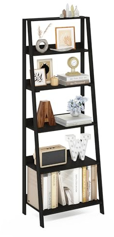 Furinno Ladder Estantería De 6 Niveles para Libros, De Almacenamiento Tipo Escalera, para Organización En Sala De Estar U Oficina En Casa, Color Espresso