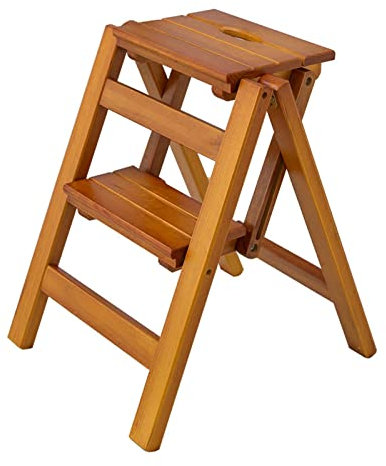 YXZYFPP Holz-Trittleiter, Stuhl, Haushalt, 2 Stufen, Holzleiter, tragbare klappbare Trittleiter, Erwachsener, Multifunktions-Tritthocker für Bibliothek, Küche, Haus, Garten