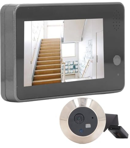 Judas de Porte Numérique, Détection Visuelle PIR WiFi 1080p avec écran HD de 4,3 Pouces, Caméra de Sonnette Intelligente Grand Angle pour la sécurité de la Maison