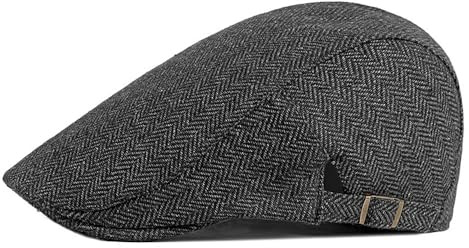 Bmeigo Gorra plana ajustable de tweed para hombre, boina vintage de algodón a cuadros, gorra de caza de estilo Newsboy, gorra de cabbie de hiedra para conducir, 55-60cm, primavera, otoño, invierno