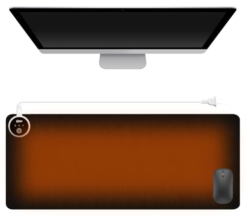 SKIKHN Skrivbordsmatta med uppvärmning, 80 x 33 cm skrivbordsmatta i PU-läder, uppvärmd musmatta, med 3 timmars automatisk avstängning, för kontor och hem