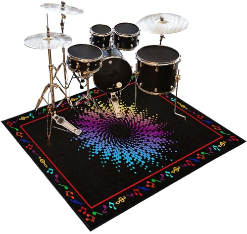 Drum Rug Non-Slip Drum Carpet Electronic Drum Mat Soundproof Drum Blanket Rectangle 110 x 80 cm Drum Piano Carpets Drum Rugs Mats Soundproof Rugs for Home Instrument Practice & Stage Performances