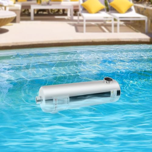 Tenddya Scambiatore di calore per piscina, in acciaio inox, 60 KW, scambiatore di calore per piscine, saune 250 l/min, flusso d'acqua calda 30 l/min