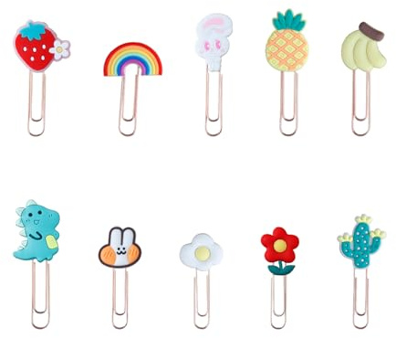 Tabanzhe Coloured Paper Clips-10PCS Funny Cute Large Paper Clips Bookmark Novelty Book Marks Document Paper Clips Teacher Stationery Supplies for Office School Home