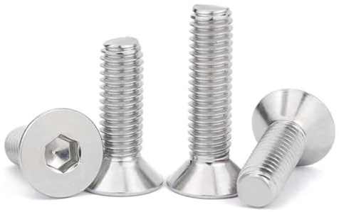50 Viti a testa svasata M4 x 50 Argento, in acciaio inox, a esagono, filettatura metrica, viti a testa svasata durevoli per mobili, ingegneria meccanica e fai da te, viti M4 di alta qualità con