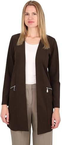 Malito – Blazer casual da donna a maniche lunghe – aperto elegante blazer elasticizzato – morbido & figurumspielend – Business Longblazer 6041, marrone scuro., XL