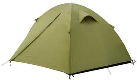 Alpinus - Zelt 3 Personen VELEBIT ALU 3, Camping Zelt aus Langlebige Materialien, Zelte mit 2 Vorräume und 2 Eingänge, Tent Praktisches Montagesystem, Campingzelt 205 x 180 x 105 cm - Grün