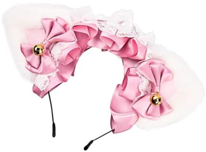 Hemobllo Diadema de de Gato con Campana Accesorio de Pelo de Peluche para Cosplay para y Celebraciones Diseño Adorable Rosa y