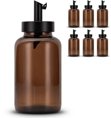 Koffs Design - Lot de 6 sucriers avec doseur en acier inoxydable – Saupoudreuse individuelle pour sucre, saupoudres, graines de sésame, graines et plus encore – Sucrier moderne en verre avec