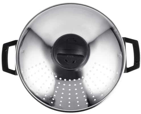 Garneck Pentola per Pasta in Acciaio con Coperchio e Manico Pentola Scolapasta Robusta per Fornello Gas Cucina Veloce e Scolatura Facile