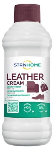 STANHOME | Crema Mantenimento Pelle Leather Cream, Nutre Pulisce e Protegge Il Colore, Non Grassa, 247 ml