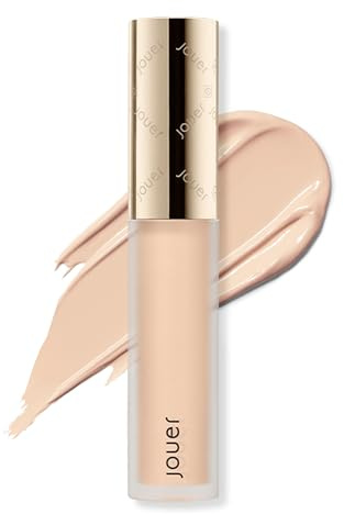 Jouer Essential High Coverage Liquid Concealer - Brightening Concealer - Color Corrector for Under Eye Dark Circles, Spot Coverage, and Eye Primer - Soft Matte Finish, Creme