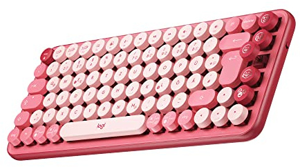 Logitech POP Keys Mechanische kabellose Tastatur mit anpassbaren Emoji-Tasten, Kompaktes Design, Bluetooth- oder USB-Verbindung, Multi-Device, OS-kompatibel, Deutsches QWERTZ-Layout - Heartbreaker