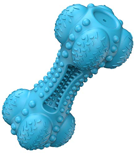 SCHITEC Aggressive Hunde Kauspielzeug, Unzerstörbar Quietschend Kautiere Hundspielzeug mit Reinigung von Zähnen für Große Rasse Gummiknochen Hund Spielzeug für Große Mittleren Hunde