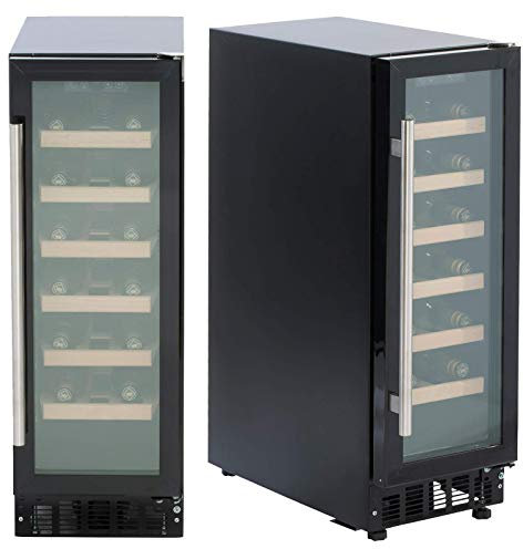 SIA WC30BL Undercounter Wine Cooler Fridge, 59L 19 Bottle Capacity, LED Light, Black